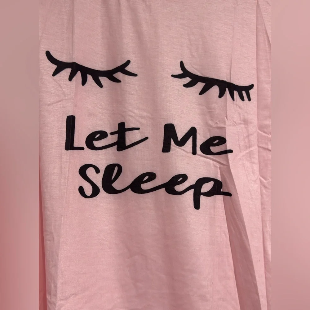 Wdirara Pajama Set, Pink Letter Printed Short Sleeves + Eye Printed Shorts XXXL - Picture 6 of 15
